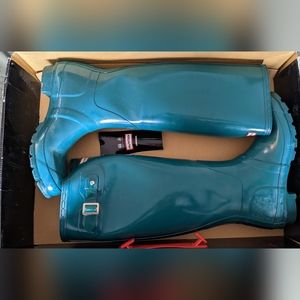 Women's Hunter Original Gloss Lagoon Green/ Teal, Size US 7M/8F, EU39, UK 6